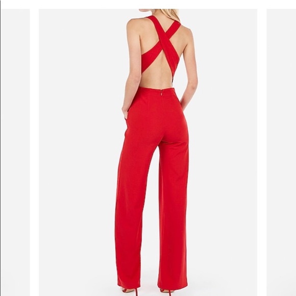 cross back wide leg jumpsuit
